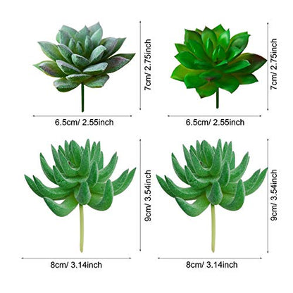 Woohome 24 PCS Artificial Moss Rocks Decorative and Artificial Succulent Plants Set, 20 PCS Fake Moss Decor and 4 PCS Green Fake Succulent for Floral Arrangements, Fairy Gardens and Crafting