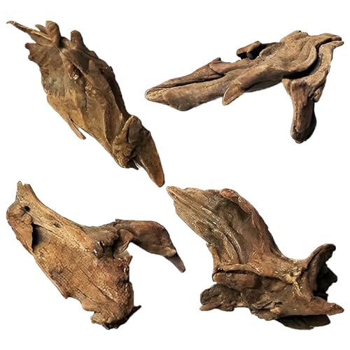 Kathson 4 PCS Aquarium Driftwood Decoration - Natural Branches for Fish Tank, Reptile Terrarium Habitat - Assorted Sizes Wood Accessories