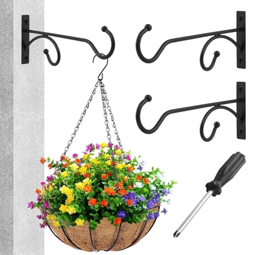 2PCS Plant Hanger Hooks 8Inch Hanging Plant Bracket,Metal Plants Bracket Wall Hooks for Hanging Plants, Bird Feeder,Flower Basket,Wind Chimes,Indoor/Outdoor Wall Mount