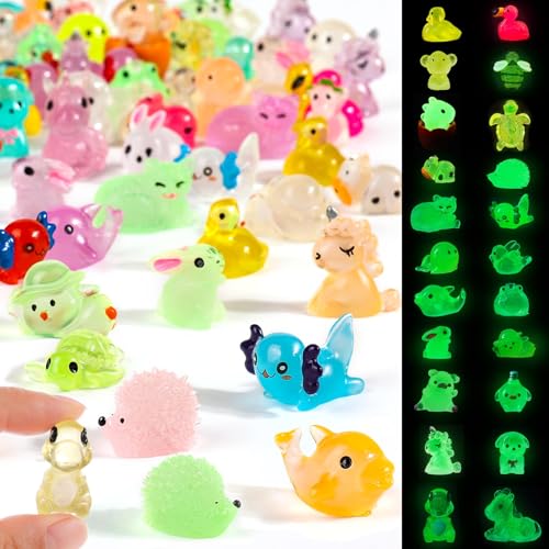 170 PCS Mini Resin Animals Glow in The Dark Small Plastic Figures Bulk | Luminous Tiny Animals for Fairy Garden, Aquarium, Micro Forests, Craft - style: 170 PCS