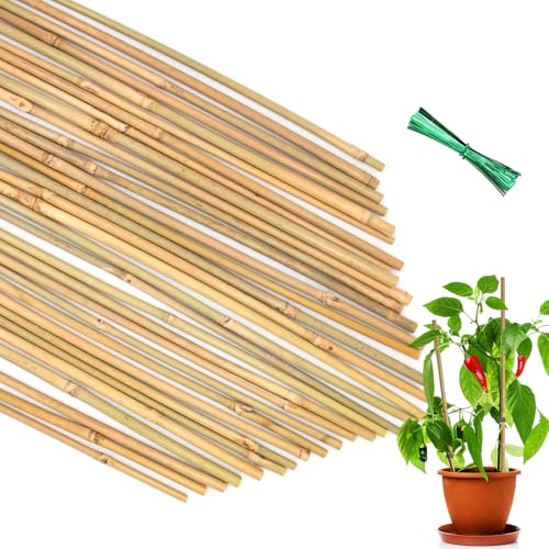 Plant Stakes 35Pcs 18 Inch,POLIUMB Premium Natural Bamboo Garden Stakes | Bamboo Sticks Support for Indoor and Outdoor Plants,Tomato,Vegetables Beans,Potted and Climbing Plants - size: 18Inches