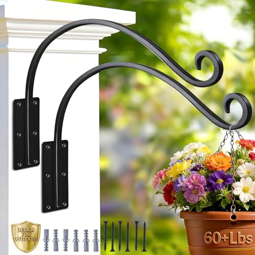 Heavy Duty 16 Inch Plant Hangers Bracket Outdoor 2 Pack Hanging Plant Hook - size: 16in-2PCs