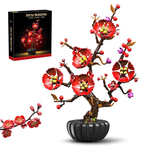 Plum Blossom Bonsai Building Set for Adults, 599 PCS - color: Plum Blossom Flower