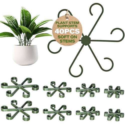 40PCS Forest Green Plant Stem Support, Invisible Stem Supports for Indoor Plants, Plastic Reusable Plant Support Clips, Indoor Plants Accessories - color: Olive Green