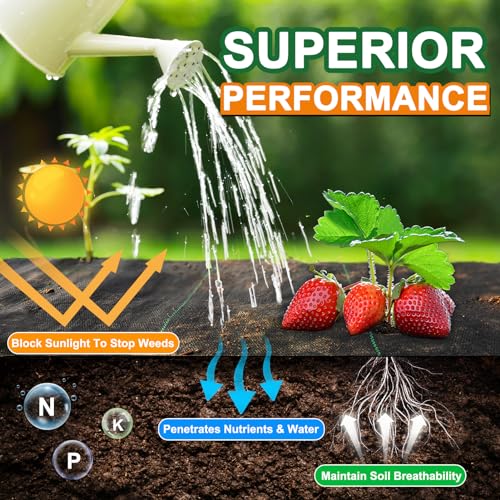 Winisok 4FT x 300FT Weed Barrier Landscape Fabric, 3.2oz Woven Garden Cloth, Heavy Duty Breathable Ground Cover for Landscaping, Gardening and Farming - size: 4ft x 300ft