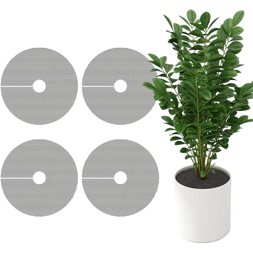 Adnee 4 Pcs Plant Pot Grids, 16" Cuttable Round Planter Pots Soil Guard | Indoor Plant Pot Hole Mesh Protector from Animals, Plant Pot Soil Cover Pads for Outdoor Garden Plants Protection - color: 4 Pcs 15.7" Round
