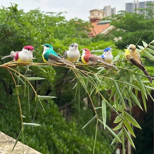 12pcs Artificial Birds Clip on Birds for Crafts Decorative Christmas Tree Ornaments Yard Patio Wreath Designs Flower Floral Arrangements Garden Home Decor (Clip Birds)
