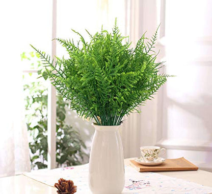 CATTREE Artificial Plants, Plastic Plants Bushes Fern Grass Shrubs Fake Leaves Wedding Home Garden Verandah Table Centerpieces Arrangements Christmas Party Decoration Planting Filler 4 Pcs - color: Green Fine Fern-4 Pcs