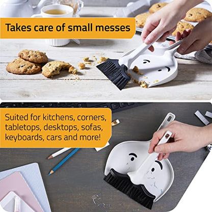 Peleg Design Dustache Small Dustpan and Brush Set, Mini Broom and Dustpan Set, Mustache Design, Small Broom and Dustpan Set, for Home & On-The-Go - color: Black