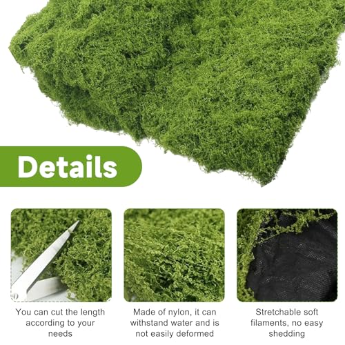 Fake Moss Mat 39" x 39" Artificial Moss Rug Indoor Light Green Faux Moss Sheet for DIY Crafts Planters Fairy Garden Table Centerpieces Wedding Party Patio Decor 100x100cm Cuttable & Washable