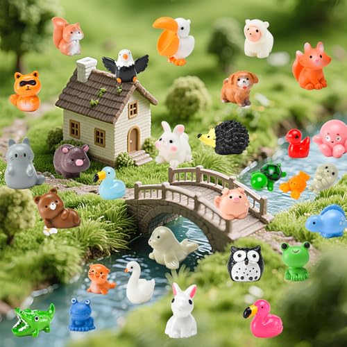 50 Pcs Mini Resin Animal Tiny Resin Animals Figurines Bulk Miniature Little to Hide Small Animal Figures Bulk for Micro Fairy Party Favors Garden Landscape Accessories Dollhouse Crafts Decor - style: 50pcs Resin Animals