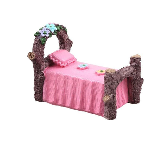 Kai Dream Miniature Fairy Garden Accessories, Resin Craft Flower Bed Figurine, 2.8 * 1.6 * 2.2 inches, Decorative Micro Landscape, Dollhouse Accessories - style: Bed