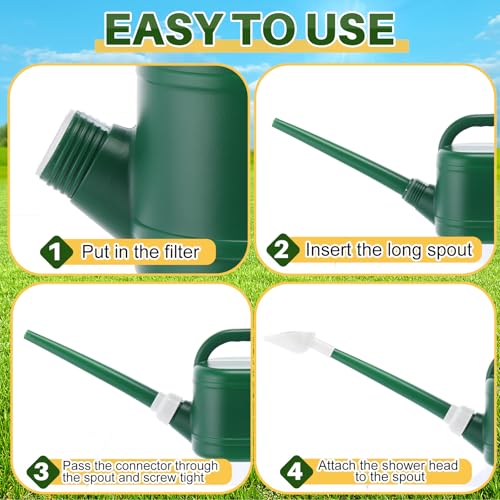 Reallnaive 6-piece Indoor Watering Can Set – 1 Gal Can, 6.8 oz Spray, 15 oz Squeeze, Plant Watering Globes & Soil Moisture Meter, Indoor & Outdoor Plant Care(Army Green) - color: Army Green