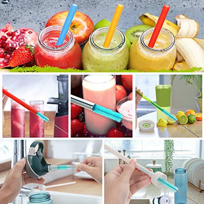 Long Straw Brush Cleaner (10 Pack), Flexible Nylon Tube Cleaning Brushes with 0.4" Bristles, Rust-Proof Stainless Steel Wire Washer for Reusable Tumblers, Sports Bottles & Pipes (10 Inch) - color: Green