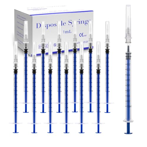 100 Pack 1ml Syringes with 27 Gauge 1/2 inch, Sterile Luer Slip Lab Syringes for Scientific Measuring and Refilling, Individual Package - color: 100 Pack, size: 1ml 27Ga 1/2"(Luer Slip)