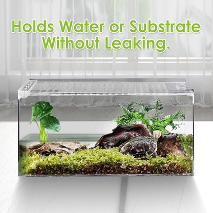 Reptile Cork Bark with Reptile Terrarium Acrylic Tarantula Breeding Box Magnetic Hermit Crab Habitat Tank Transparent Jumping Spider Cage for Insect Snail Amphibians Sling Isopods