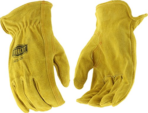 Ironcat Premium Grade Split Cowhide Leather Drivers Glove, Keystone Thumb, Slip-On, Brown - size: Large