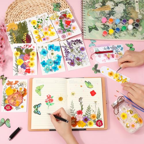 231 PCS Pressed Flowers Bulk for Resin Crafts, Dried Pressed Flowers Butterfly Stickers with Tweezers Real Natural Dry Wildflowers for Resin Molds DIY Art Candle Phone Cases Bookmark Jewelry Making - color: 230 Pcs Pressed Flowers Butterfly Stickers