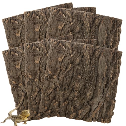 Acrux7 6PCS Cork Bark for Reptile 11.8x11.8 Inch Terrarium Background Panel | Natural Bark Backdrop and Climbing Mat for Gecko, Lizard, Chameleon, Beared Dragon, Turtle Habitat Decor, Hiding Area