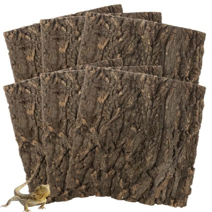 Acrux7 6PCS Cork Bark for Reptile 11.8x11.8 Inch Terrarium Background Panel | Natural Bark Backdrop and Climbing Mat for Gecko, Lizard, Chameleon, Beared Dragon, Turtle Habitat Decor, Hiding Area