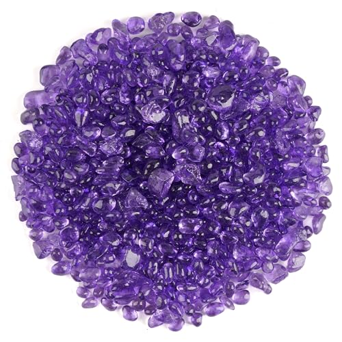 WAYBER 1 Pound Tumbled Sea Glass Pebbles Decorative Glass Stones, Purple | Vivid Long-Lasting Hues, Lustrous Polished Finish, Non-Toxic Material, Ideal for DIY Crafts & Home Decorations - color: Purple