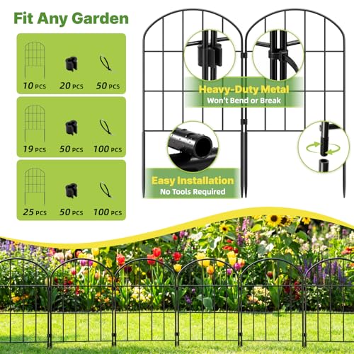 Decorative Garden Fence No Dig Fencing 10 Pack, 11ft (L) x 24in (H) Rustproof Metal Wire Panel Border Animal Barrier,Apply to Dog Fencing Outdoor for The Yard - size: 11 ft (L) x 24 in (H)