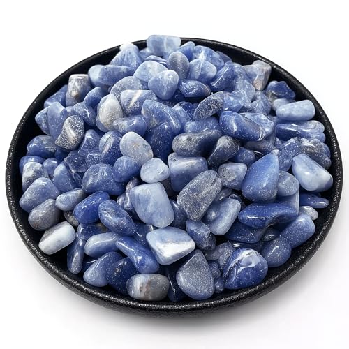 Polished Blue Aventurine Crystal Chips 128 Pcs - 0.4" 10 oz Tumbled Stone Chips Crushed Sea Glass Stones Healing Reiki Crystal Making Home Decoration - color: Blue Aventurine, size: 0.4"