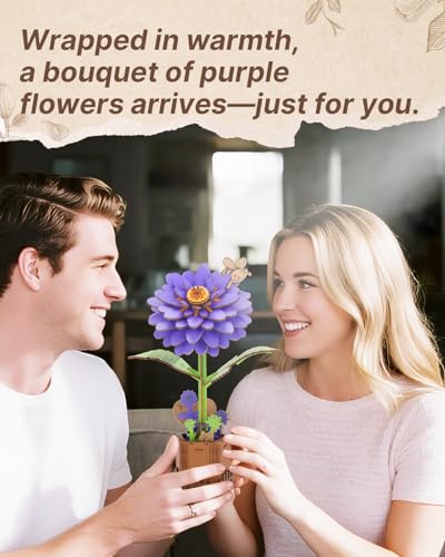 Kaayee 3D Wooden Flower Puzzles Dahlia, Wood Flowers Craft for Adults | Forever Flower Kit Set DIY Crafts to Build, Mother's Day/Botanical Collection/Ideal Creative Gift Ideas/Housewarming 117 PCS - color: Dahlia