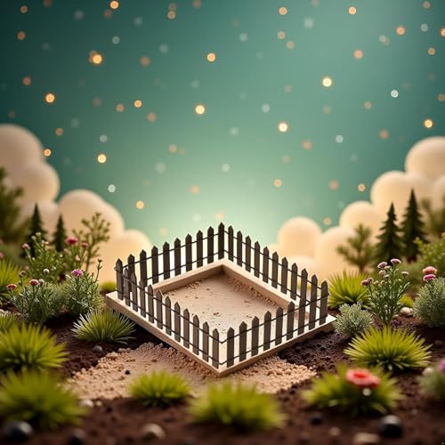1Pc 35 Inches Brown Mini Fairy Garden Fence, Micro Landscape Miniature Ornaments for Dollhouse, Crafts, Diorama Project, Plant Pot DIY