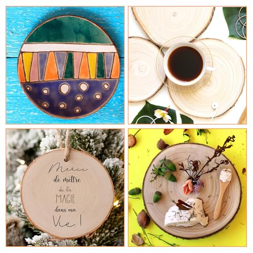 QTLCOHD 12 Pcs 7-8 Inch Large Wood Slice for Centerpieces, Christmas Decor | Natural Rustic Unfinished Wood Slab, Round Wooden Circle with Bark for Tables, Wedding Decoration, DIY Painting Crafts