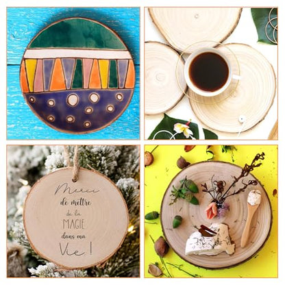 QTLCOHD 12 Pcs 7-8 Inch Large Wood Slice for Centerpieces, Christmas Decor | Natural Rustic Unfinished Wood Slab, Round Wooden Circle with Bark for Tables, Wedding Decoration, DIY Painting Crafts