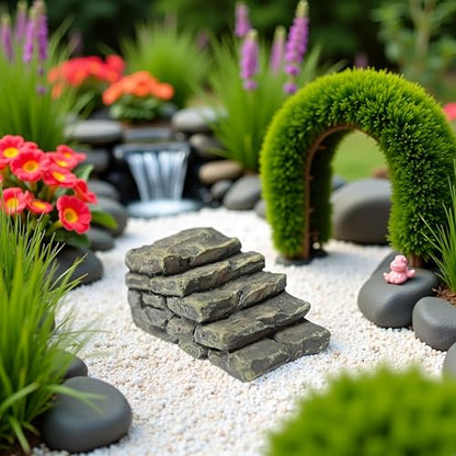 Jowxsx Miniature Resin Bridge Stair Stone Straight Bridge Stairs Stone Steps Garden Fairy Ornament Flower Pot Plant Micro Landscaping Outdoor Statues Garden Outdoor Decor Sculptures and Statues