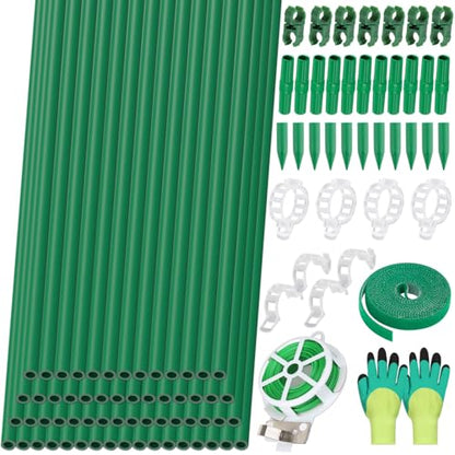 Lezmarket 60 Pack Garden Tomato Stakes(16" Each), Plant Support Stakes, DIY 4ft 5ft 6ft 7ft Sturdy Fiberglass Plant Sticks Support Garden Trellis for Growing Climbing Tomato Vegetables Flowers - size: 60Pack