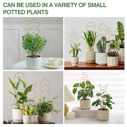 Wellsign 16inch Indoor Plant Trellis for Potted Plants | 4Pack Gold Small Trellis for Climbing Plants Outdoor Garden Metal Trellis with Different Patterns for Vine Ivy Flower Plant - size: Gold-Metal-Trellis01