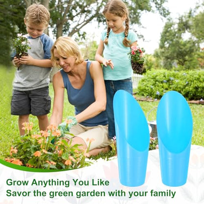 M METERXITY 6-Pack Bonsai Soil Scoops, Plastic Garden Soil Scoops Bucket Shovel Potting Scoopers for Transplanting/Flower Planting/Plant Succulent, Colorful Small Gardening Tools [Blue] - color: Blue