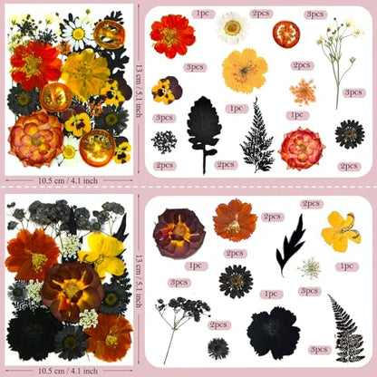 92 Pcs Dried Pressed Flowers Fruits for Resin Molds, Real Natural Bulk Dry Wildflowers Leaves Perfect for Epoxy, DIY Crafts, Nails, Soap Candles Jewelry Making, and Home Decor