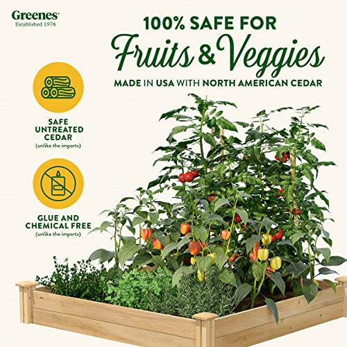 Greenes Fence Premium Cedar Raised Garden Bed, 4' x 4' x 7" (3/4" Thick) - Made in USA with North American Cedar - size: 4 Foot x 4 Foot x 7 Inch