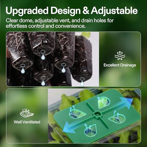 VIVOSUN 6-Pack Seed Starter Trays, 72-Cell Starter Kit with Humidity Dome - size: 6-Pack 72-Cell, style: Trays