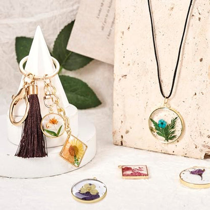 Natural Dried Pressed Flower Charms Geometric Shape Dried Flower Resin Charms Epoxy Resin Floral Pendants for DIY Crafts Necklace Earring Keychain Jewelry Making - color: 12 Style-Flower