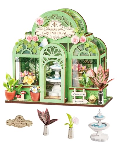 Rolife DIY Miniature Kit Mini Building Dollhouse Green Garden, Miniverse Lifestyle Mini Bookshelf Decoration, DIY Hobbies/Gifts for Friends (Green Fountain Garden) - style: Green Fountain Garden