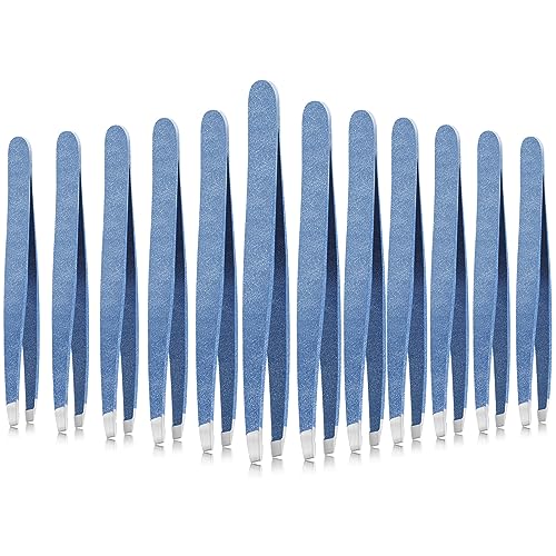 Mudder 12 Pcs Eyebrow Tweezers Set for Facial Hair in Bulk - color: Sky Blue