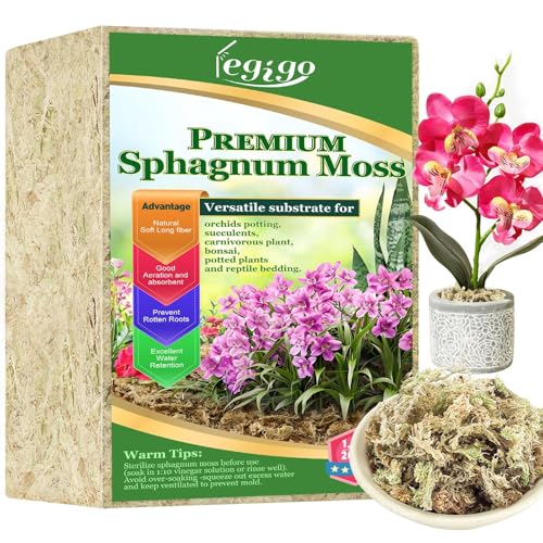 1.1lb Sphagnum Moss for Plants, 20QT Orchid Moss Potting Mix | Long Fiber Sphagnum Moss Dried for Plants Indoor, Orchid Repotting, Succulent, Carnivorous Plants, Terrarium and Reptiles - size: 1.1 lb