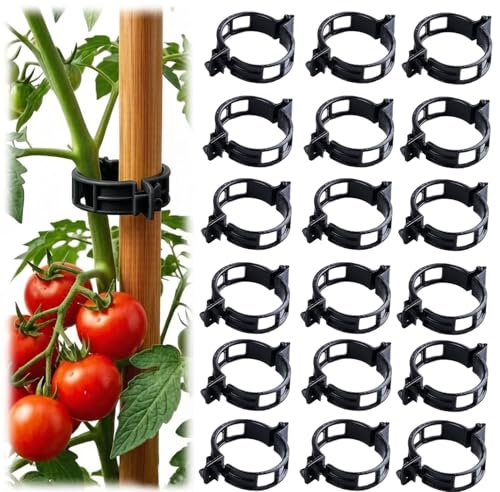 100pcs Black Plant Support Clips - Tomato Clips for String Trellis, Grape Vine Clips for Garden Netting Climbing Plants, Secured Plastic Plant Clip for Fixing Stem and Vine (100, Black)