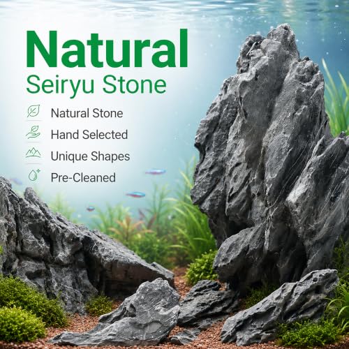 Seiryu Stone Aquarium Rocks for Fish Tank,10LB 3-7inches | Natural Stone for aquarium hardscape, aquascaping, terrariums, bonsai, and potted plants - size: 10lb,3-7inches