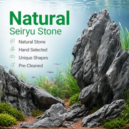 Seiryu Stone Aquarium Rocks for Fish Tank,10LB 3-7inches | Natural Stone for aquarium hardscape, aquascaping, terrariums, bonsai, and potted plants - size: 10lb,3-7inches