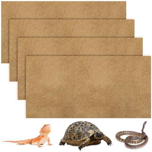 Haull 4 Pcs Reptile Carpet Terrarium Floor Mat Liner, 47 x 24 Inch, Coffee - color: Coffee