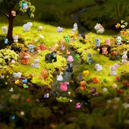 70pcs Mini Tiny Resin Animals for Fairy Garden Decor, Collectible, to Hide, Miniature Landscape, Dollhouse Accessories, Crafts Projects, Easter Scatter, DIY Terrarium(70 Styles)