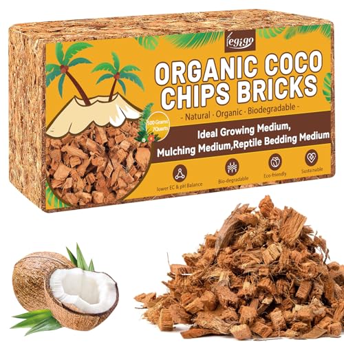 Legigo 1.1 LB Coco Coir Chips for Plants- Organic Coconut Husk Potting Mix - size: 1 Pack