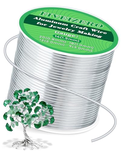 FIVEIZERO 14 Gauge Wire Aluminum Craft Wire,164ft Sliver Jewelry Wire | Bendable Metal Wire;1.5mm Wire for Jewelry Making,Wire Wrapping,Floral Sculptures,Clay & Christmas Ornaments Crafting - size: 14 Gauge