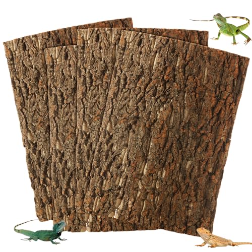 4Pcs Cork Bark for Reptiles, 11.8" x 15.7" Natural Cork Bark, Cork Terrarium Background, Backdrop Wall Decor Cork Bark for Terrarium Jumping Spiders, Lizards, Tarantulas, Amphibians